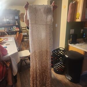 Ombre white and rose gold prom dress